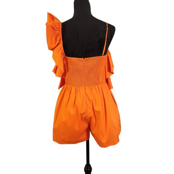 STRUT & BOLT Orange Ruffle Romper, Size Large - Picture 4 of 12